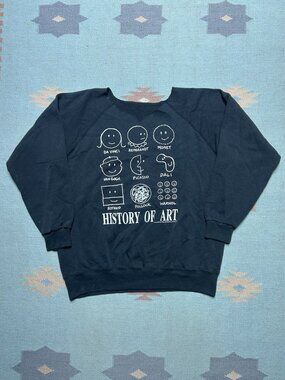 Vintage 90s pullover sweatshirt history of art Warhol Picasso Dali chopped large